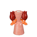 Candelabro Rosa c/2 Tulipas Vermelhas 16x12cm
