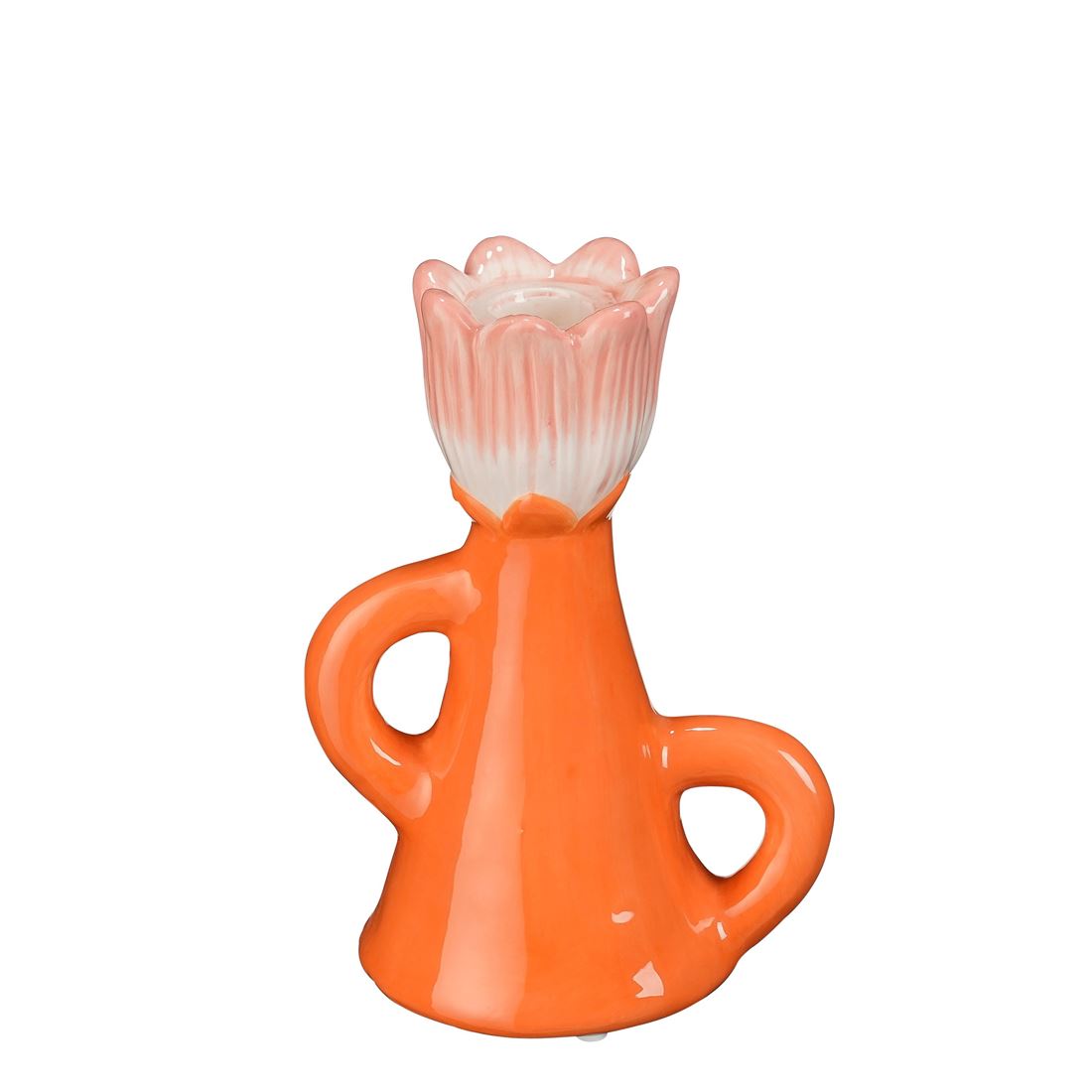 Candelabro Tulipa Laranja & Rosa 18x13cm