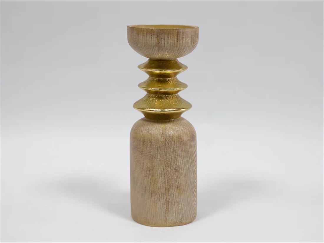 Castiçal Ouro/Castanho 10x26,5cm