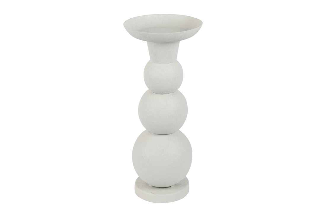 Candelabro Fajah Branco Bolas 37x12,5cm