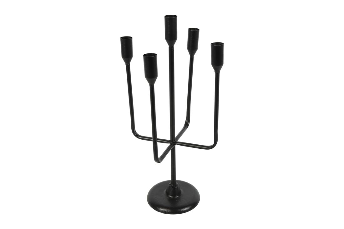 Candelabro Metal Kiros Preto x5 16x40cm