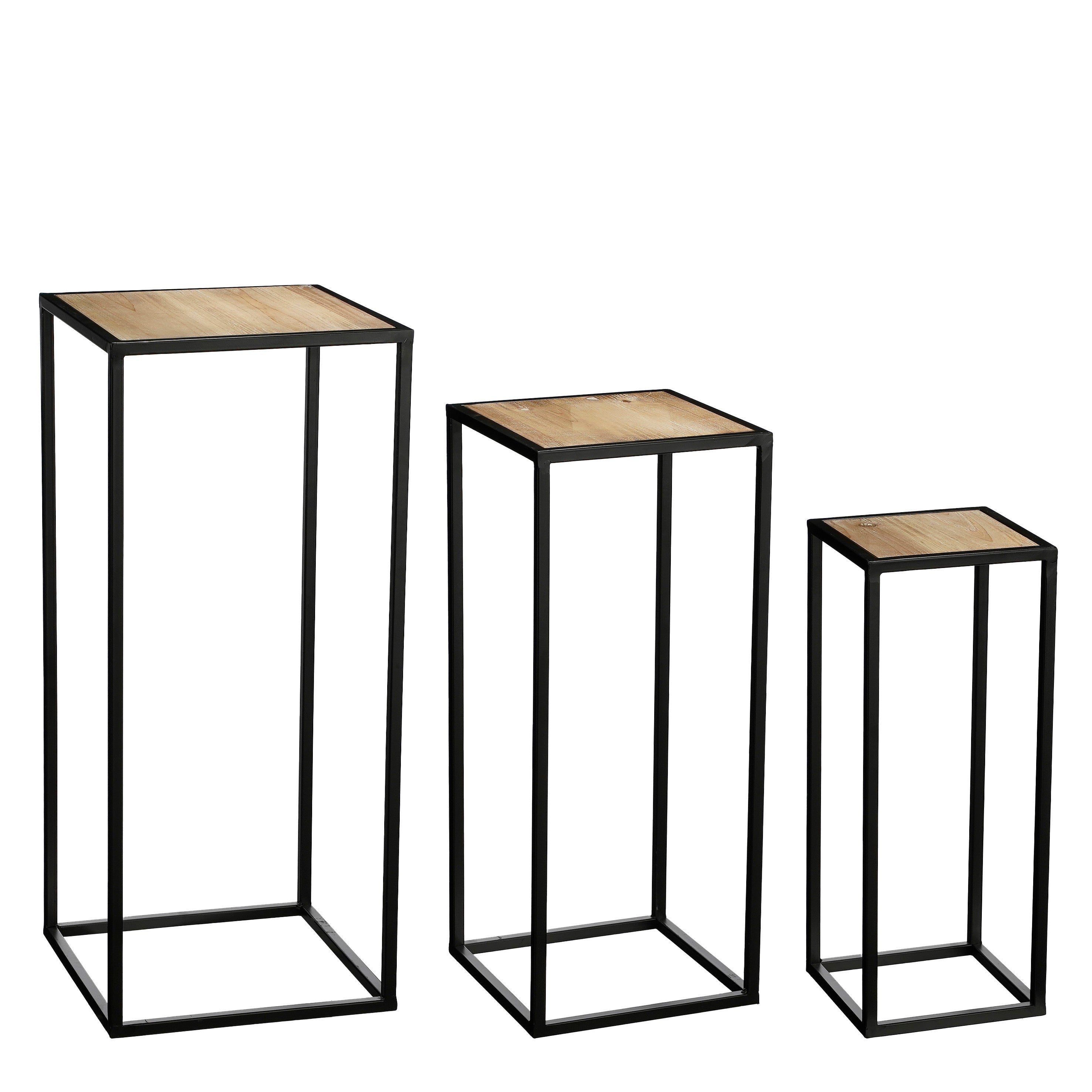 Mesa Apoio Quinty Preta/Madeira 50x22x22cm