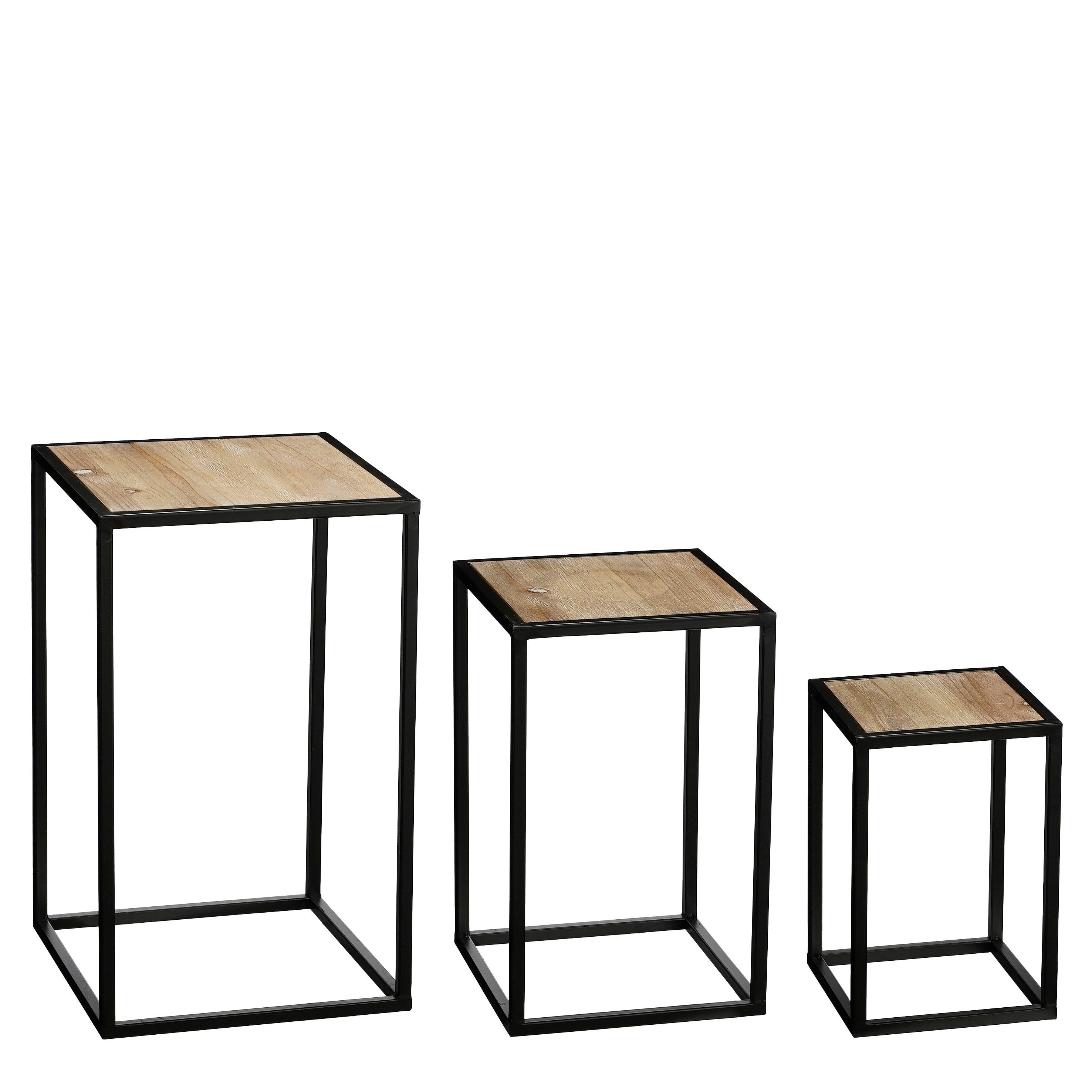 Mesa Apoio Quinty Preta/Madeira 40x25x25cm