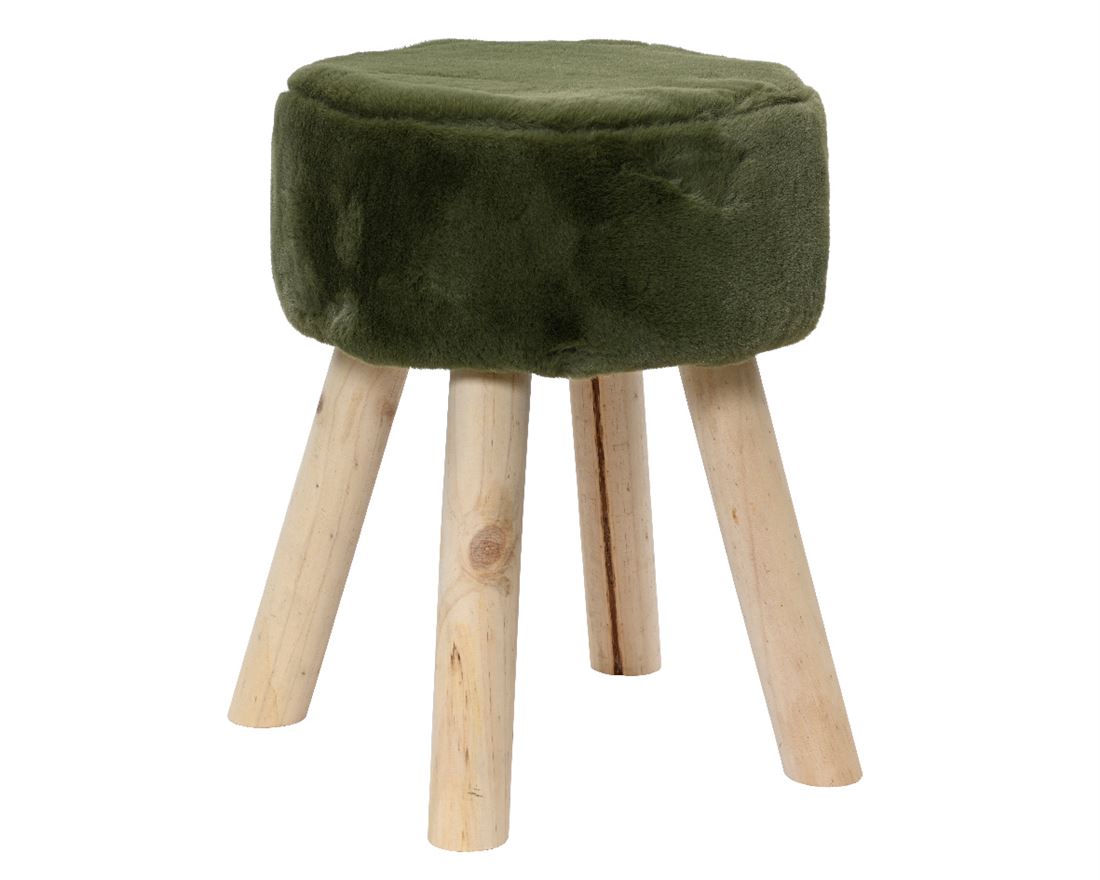 Banco Madeira c/Pelo Verde 30x38cm