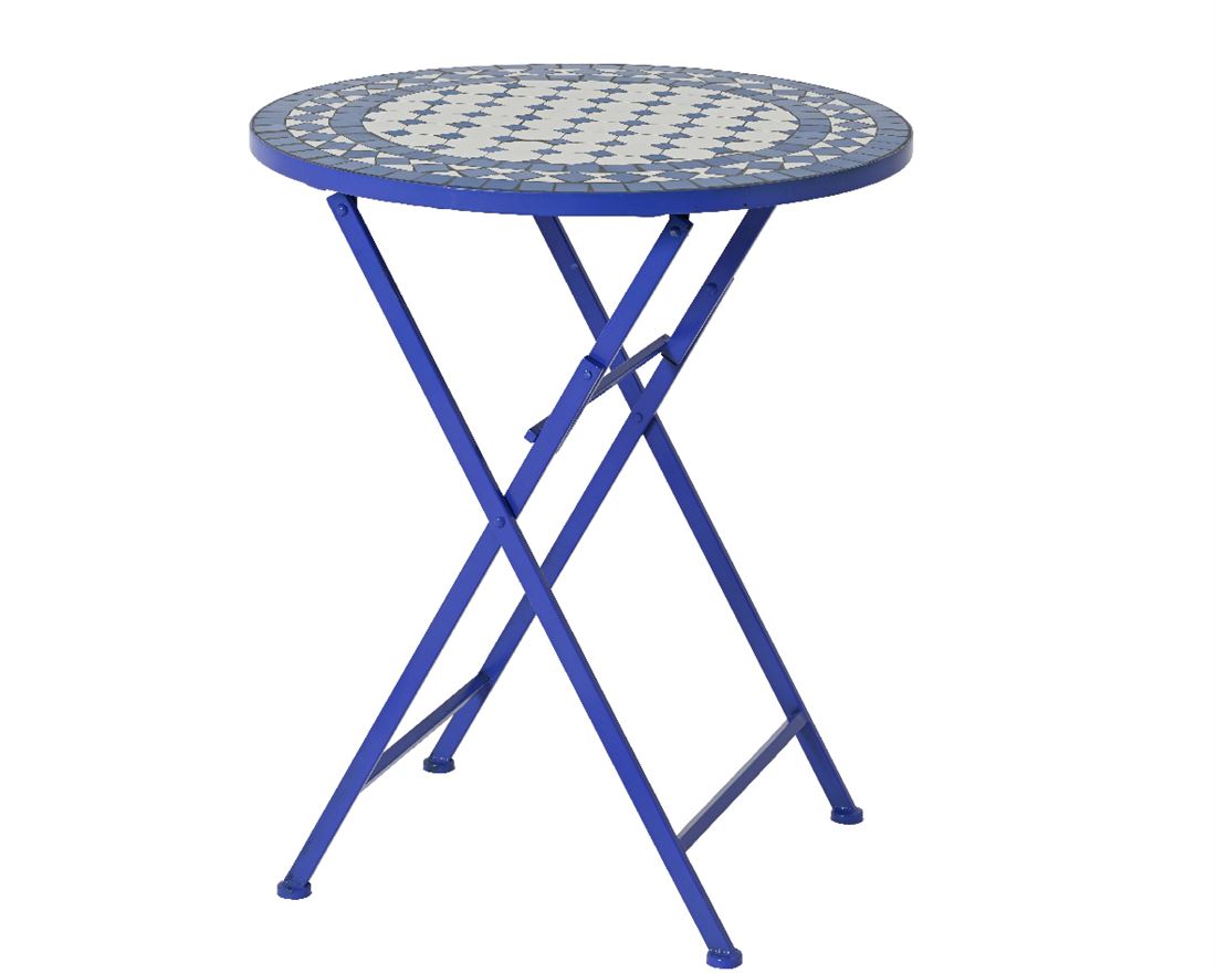 Mesa Metal Redonda Azul 60x72cm