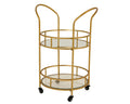 Carrinho Metal Redondo Dourado 44x56x77cm