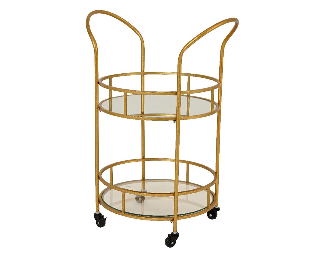 Carrinho Metal Redondo Dourado 44x56x77cm