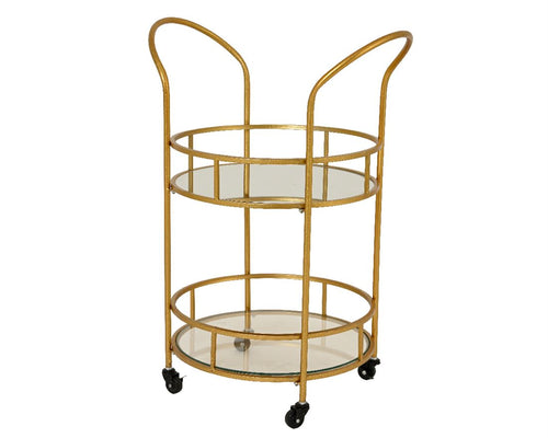 Carrinho Metal Redondo Dourado 44x56x77cm