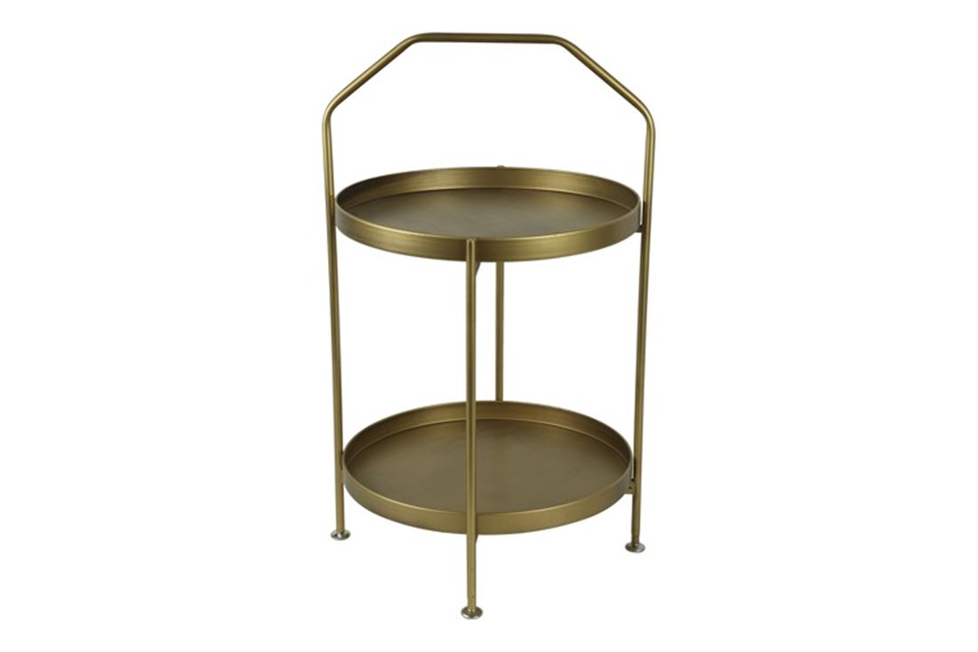 Mesa Lateral Cairns Redonda Dourada 42x73cm