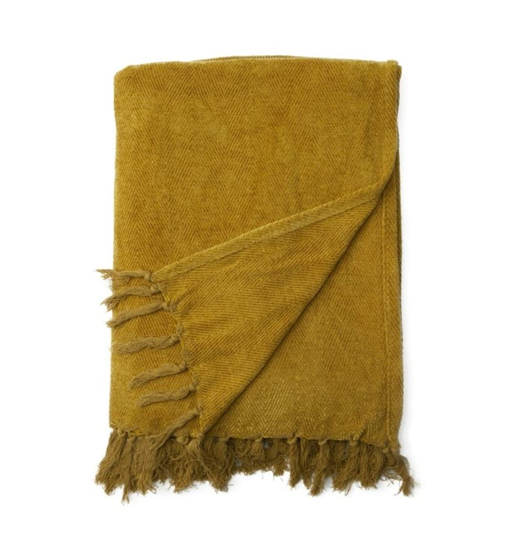 Manta La Fortuna Algodão Amarelo Ocre 150cm