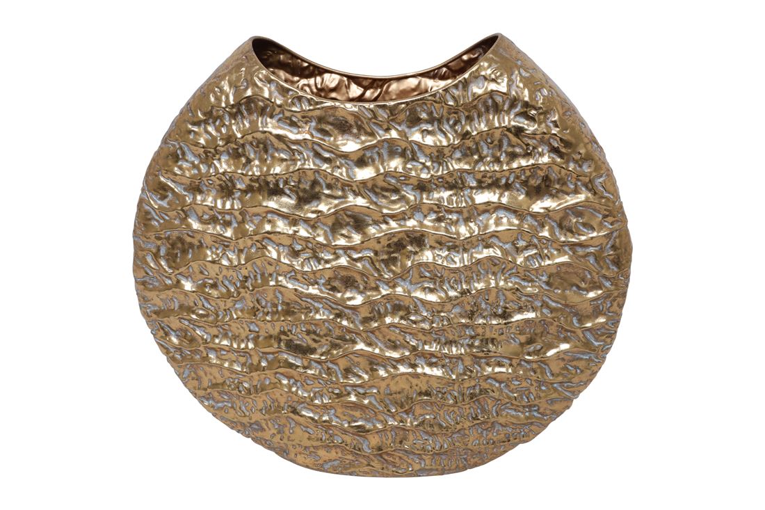 Vaso Metal Lisa Marie Listrado Dourado 53x60cm