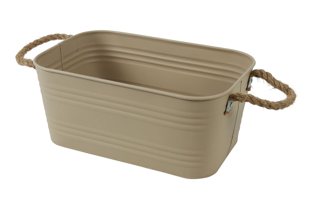 Floreira Metal Creme c/Asas de Corda 30x19x13cm