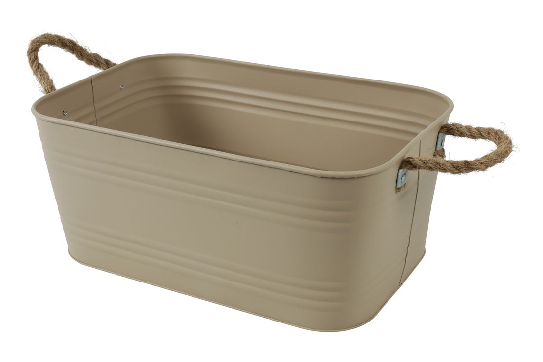Floreira Metal Creme c/Asas de Corda 35x23x15cm