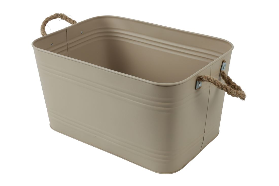 Floreira Metal Creme c/Asas de Corda 37x26x20cm