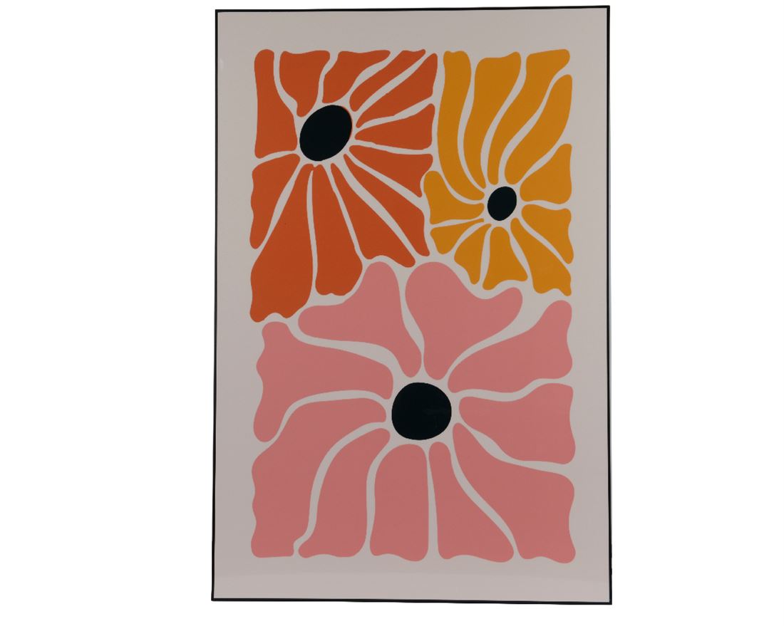 Quadro Tela Flores Abstrata c/Moldura 60x90cm